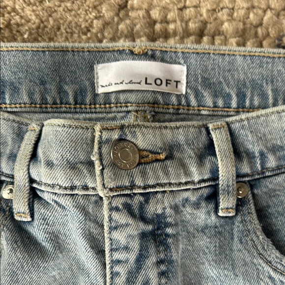 LOFT Straight Leg Jeans with Patchwork and Raw Hem - Picture 2 of 4